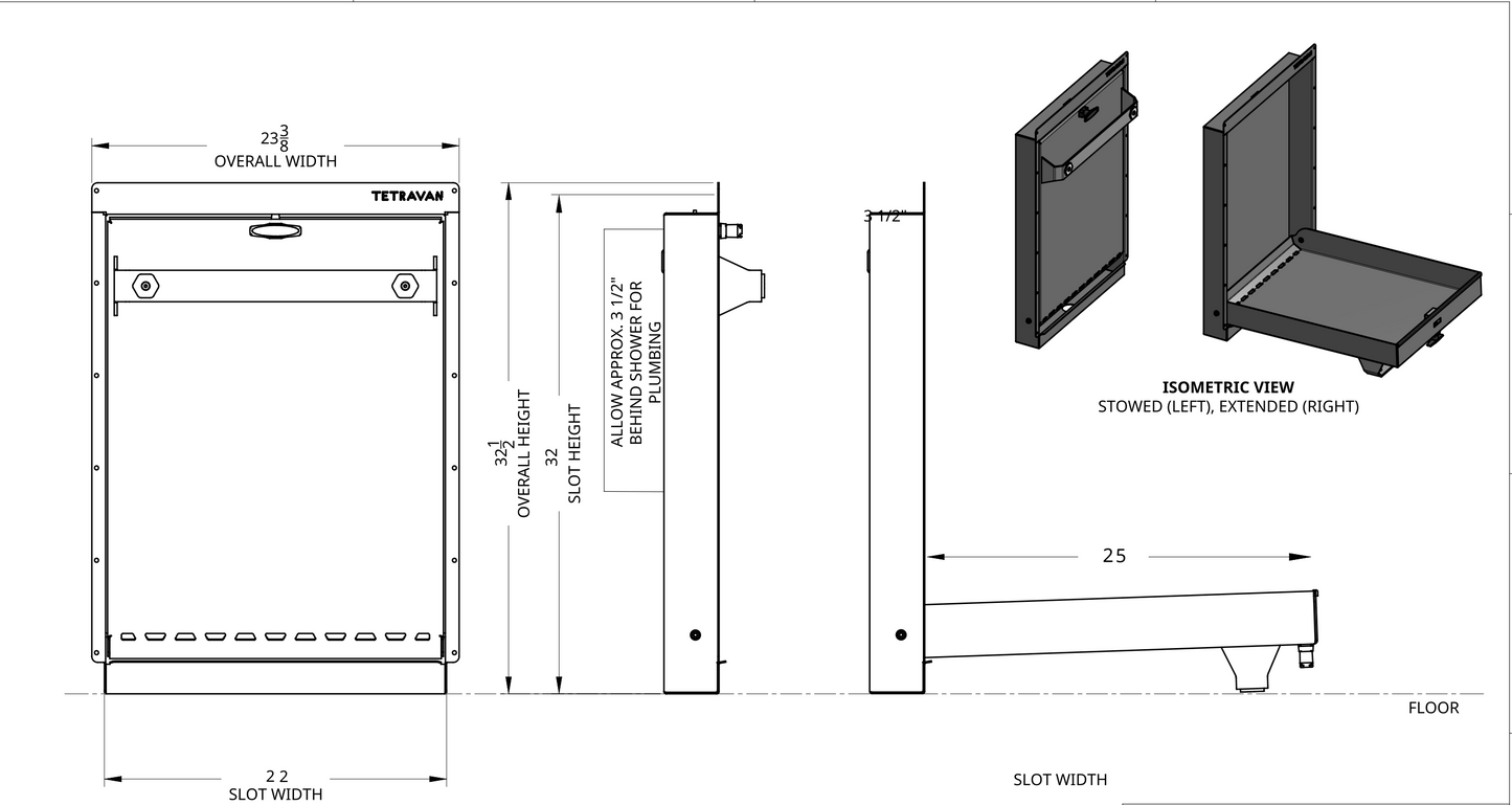 Tetravan Folding Shower 2.1 with Magnetic Zipped Curtain