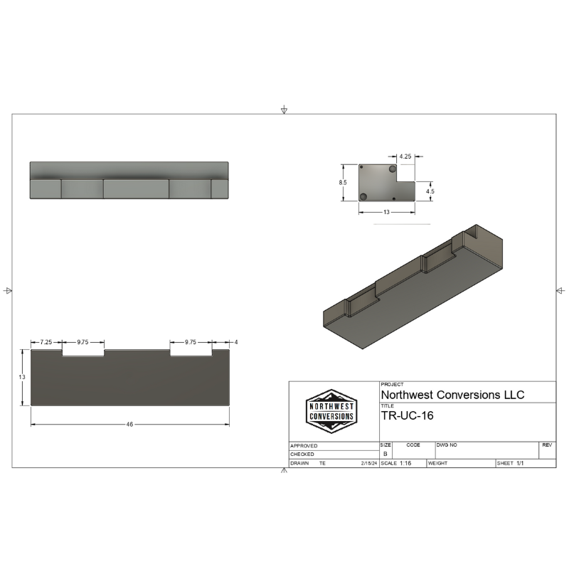 NW Conversions 16 Gallon Transit Undercarriage Water Tank (TR-UC-16).