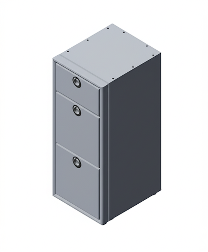 15" Three Drawer Base Cabinet: 15" Length x 18" Deep x 36" Height.