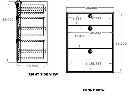 28" Three Drawer Base Cabinet - Shallow.