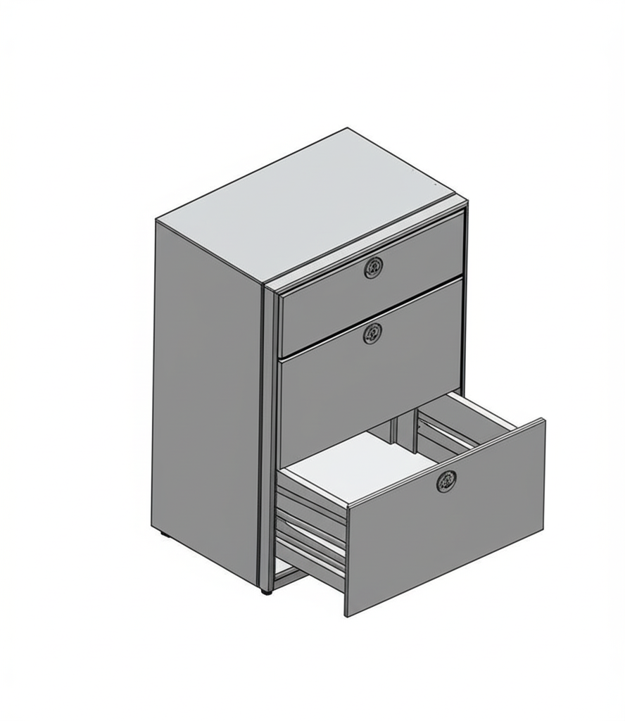 28" Three Drawer Base Cabinet - Shallow.