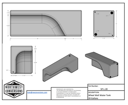 NW Conversions 20 Gallon Wheel Well Water Tank - Left (SP-L-20).